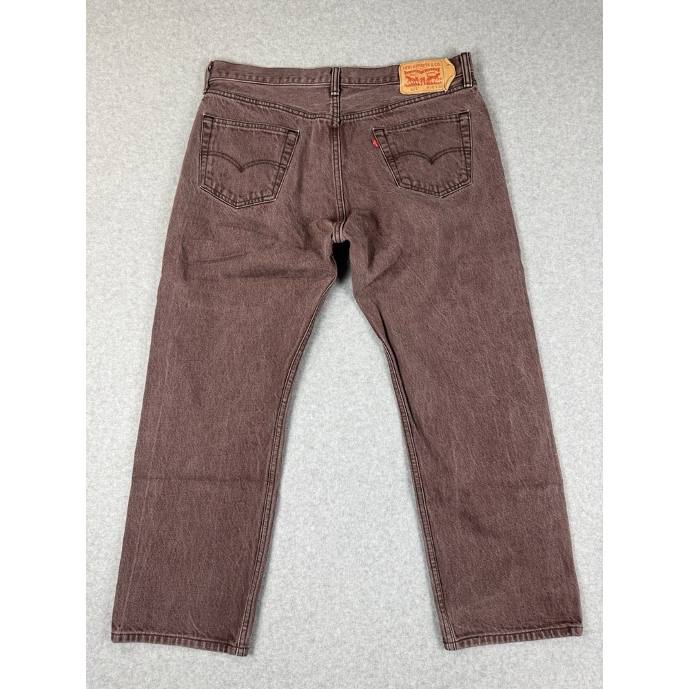 Levis 501 Jeans Men 38x30 Rust Denim Pants Button Fly Workwear Straight Burgundy - Picture 3 of 8